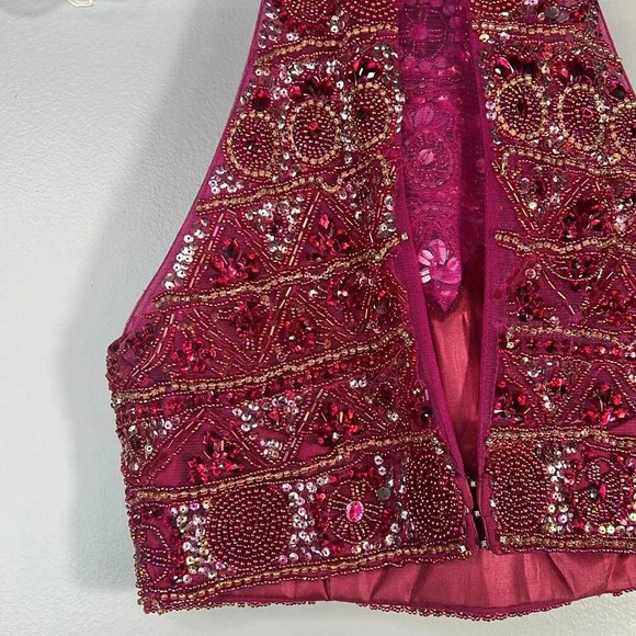 Sherri Hill Two-Piece Ruby Beaded Bodice & Organza Skirt - Size 0 - EUC - Picture 9 of 16